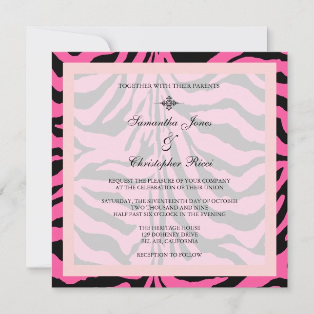 Zebra stripes/FULLY customizable Invitation (Front)