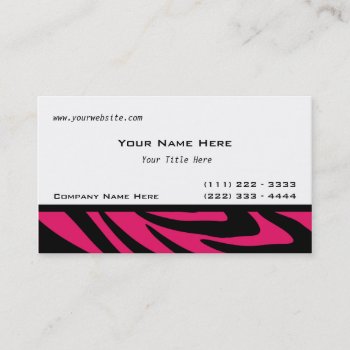Zebra Stripes Fuschia Business Card by businesstops at Zazzle