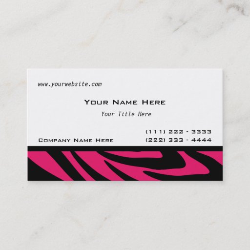 Customizable Zebra Stripes Fuschia Business Card Template