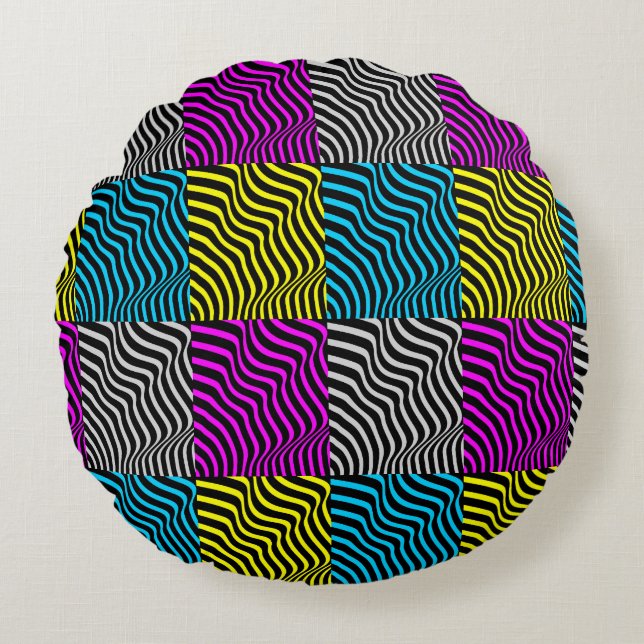 Zebra Stripes - Geometric Pattern Abstract Art 3D  Round Pillow (Front)