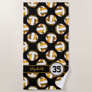 zebra stripes gold orange sporty girls volleyball beach towel