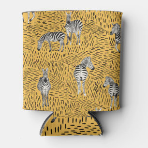 Zebra stripes: hand-drawn seamless background. can cooler