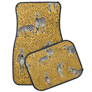 Zebra stripes: hand-drawn seamless background. car floor mat