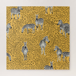 Zebra stripes: hand-drawn seamless background. jigsaw puzzle