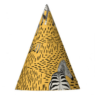 Zebra stripes: hand-drawn seamless background. party hat