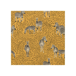 Zebra stripes: hand-drawn seamless background. wood wall art