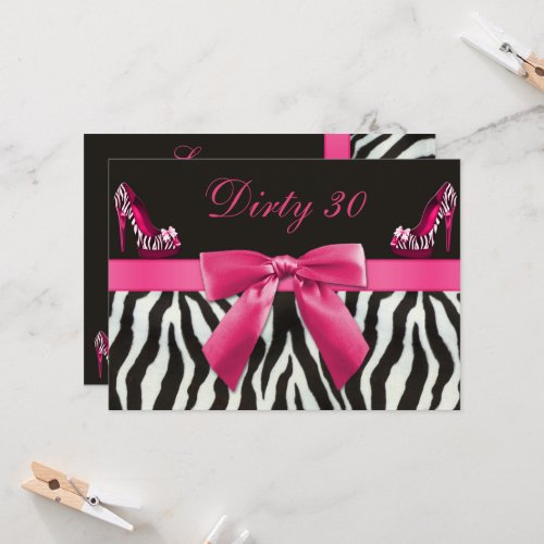 Zebra Stripes  High Heels Birthday Party 30th Invitation