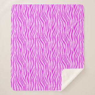 Zebra Stripes in a Powder Pink Safari Print Sherpa Blanket