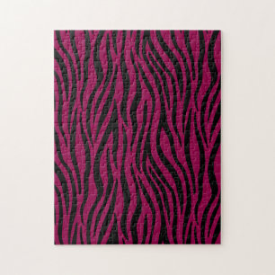 Zebra Stripes in Black and Magenta Safari Print Jigsaw Puzzle