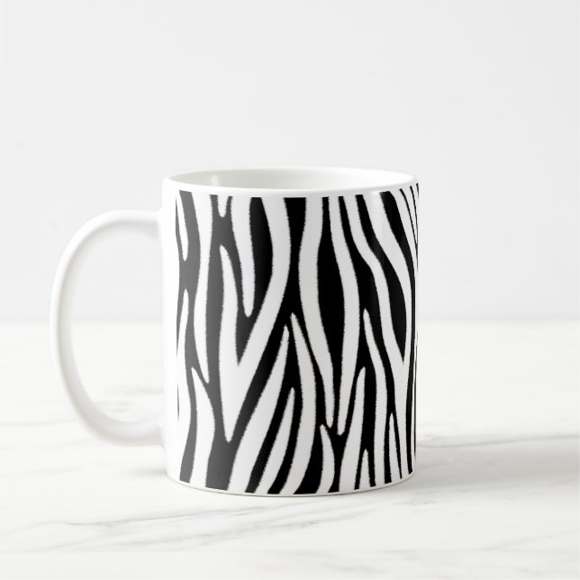 Zebra Stripes in Black and White Fur Effect Coffee Mug (Left)