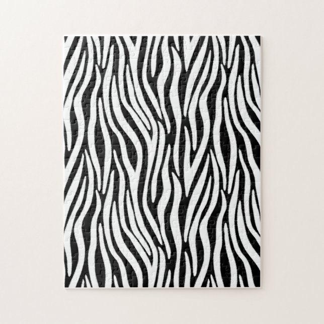 Zebra Stripes in Black and White Fur Effect Jigsaw Puzzle (Vertical)
