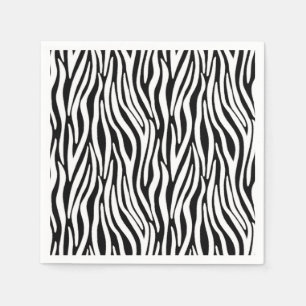 Zebra Stripes in Black and White Fur Effect Napkins