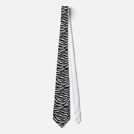 Zebra Stripes In Black On Pale Gray Necktie