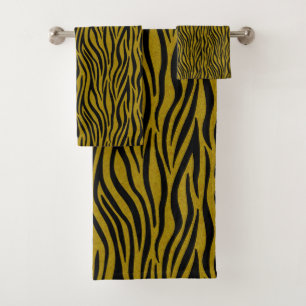 Zebra Stripes in Safari Black and Brown Bath Towel Set