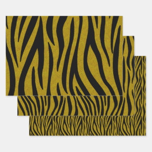 Zebra Stripes in Safari Black and Brown Wrapping Paper Sheets