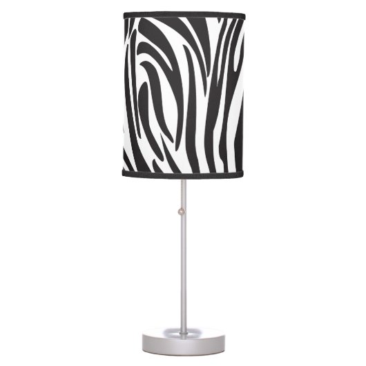 Zebra Stripes Jungle Black and White Pattern Table Lamp (Front)