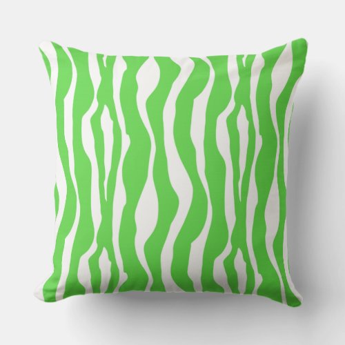 Zebra stripes _ Lime Green and White Throw Pillow