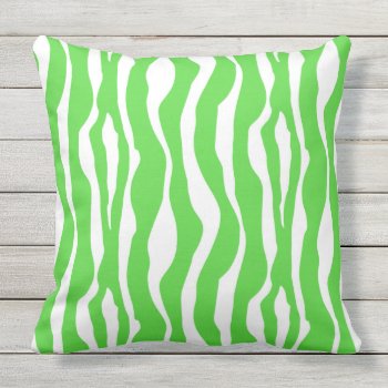 Zebra Stripes - Lime Green And White Throw Pillow by Floridity at Zazzle