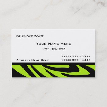 Zebra Stripes Lime Green Business Card by businesstops at Zazzle
