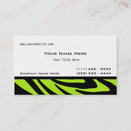 Customizable Zebra Stripes Lime Green Business Card Templates