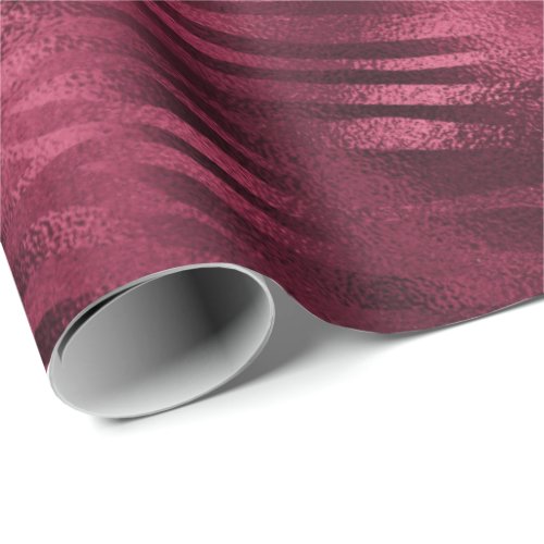 Zebra Stripes Lines Marsala Glitter Burgundy Wrapping Paper