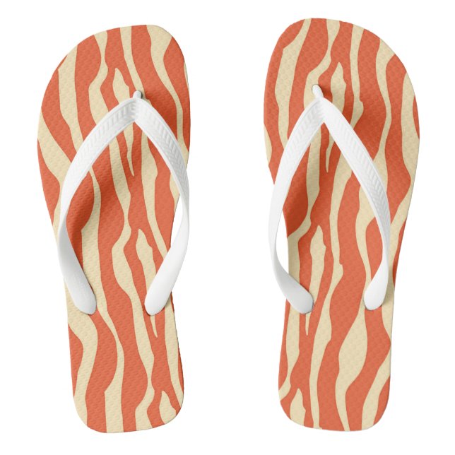 Zebra stripes - Mandarin and light orange Flip Flops (Footbed)