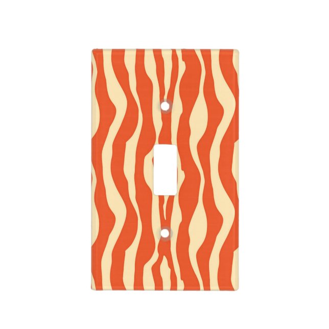 Zebra stripes - Mandarin and light orange Light Switch Cover (Front)