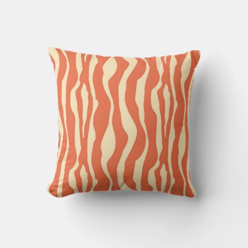 Zebra stripes _ Mandarin and light orange Throw Pillow