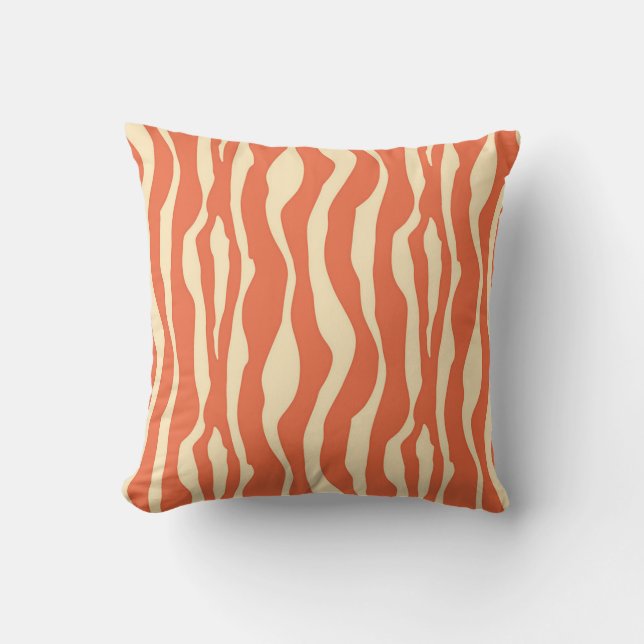 Zebra stripes - Mandarin and light orange Throw Pillow (Front)