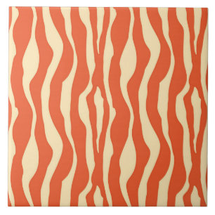 Zebra stripes - Mandarin and light orange Tile