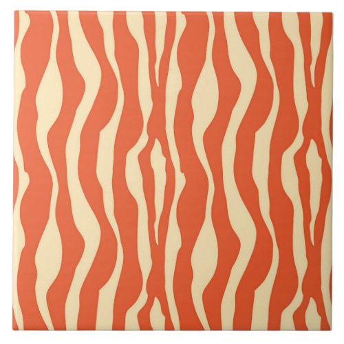 Zebra stripes _ Mandarin and light orange Tile