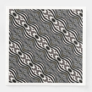 Zebra Stripes Mirror Pattern Black and White Paper Dinner Napkins