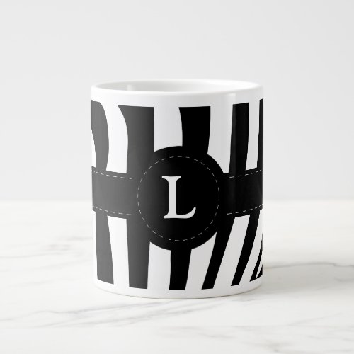 Zebra stripes monogram initial L custom gift Giant Coffee Mug