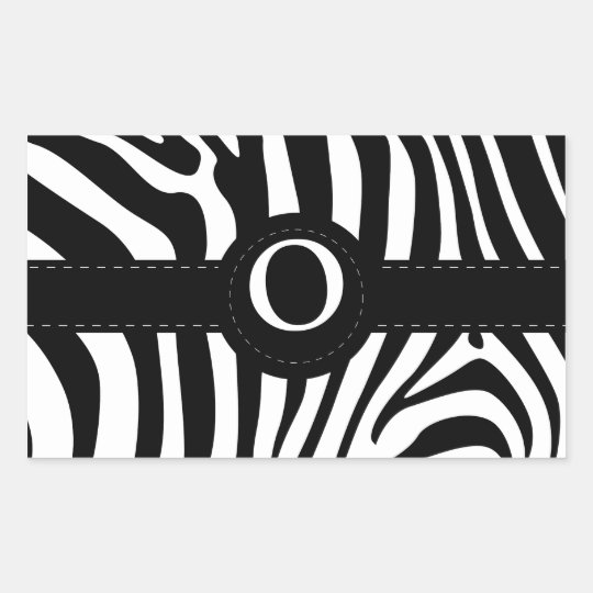 Zebra stripes monogram initial O custom Rectangular Sticker