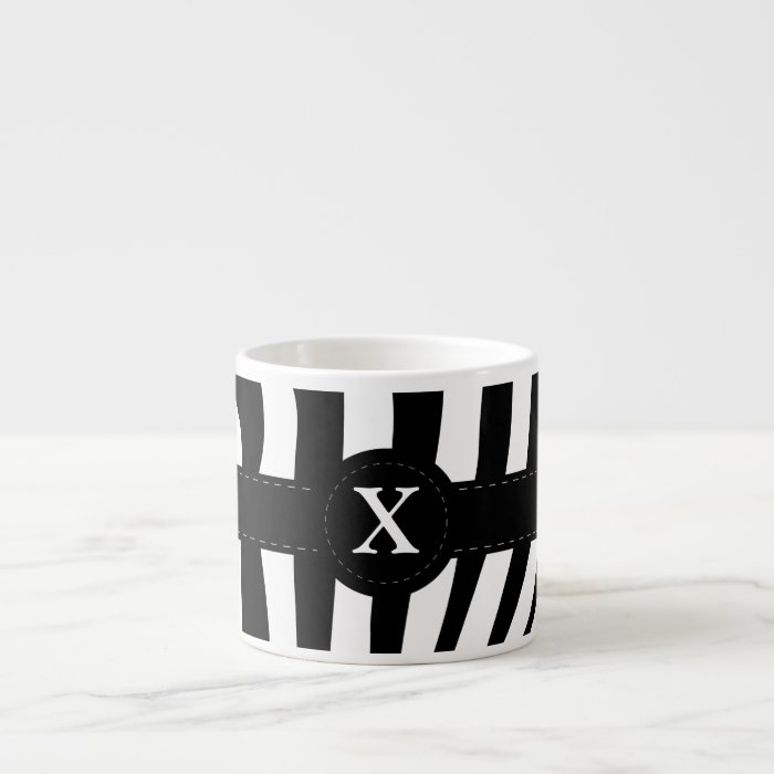 Zebra stripes monogram initial X custom, gift Espresso Cup