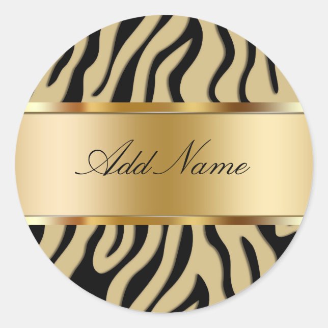 Zebra Stripes Monogram Sticker Labels (Front)