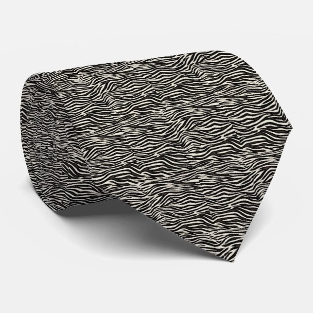 Zebra Stripes Neck Tie (Rolled)
