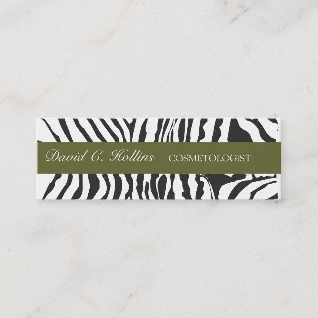 Zebra Stripes Optical Black White  Custom Mini Business Card (Front)