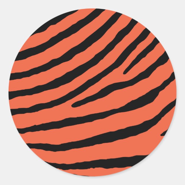 ZEBRA STRIPES: ORANGE and BLACK Classic Round Sticker (Front)