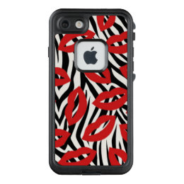 Zebra Stripes Pattern and Red Lips Cell Phone Case