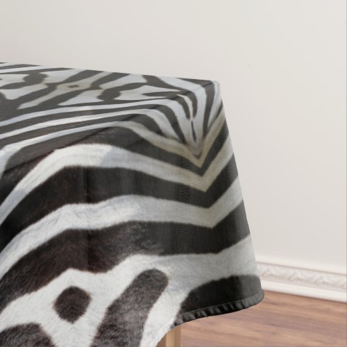 Zebra Stripes Pattern Black and White Elegant Tablecloth