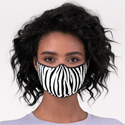 Zebra stripes pattern black white animal print premium face mask