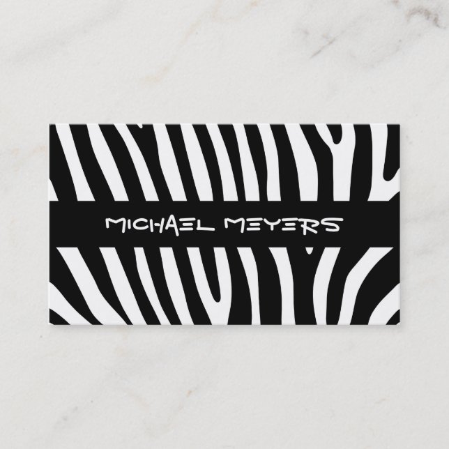 Zebra stripes pattern black & white + your ideas business card (Front)