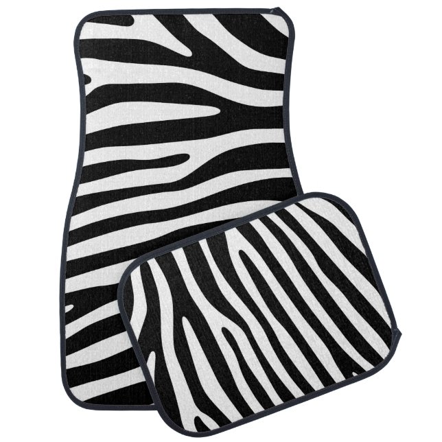Zebra stripes pattern black & white + your ideas car mat (Set)