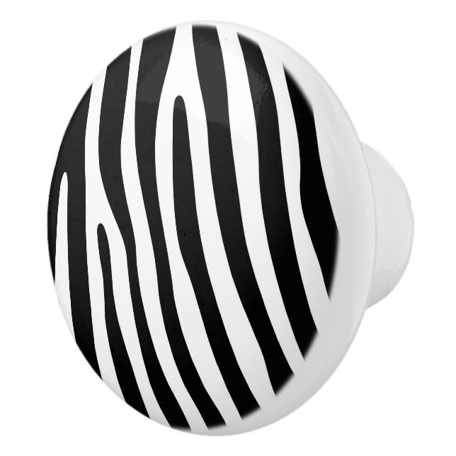 Zebra stripes pattern black & white + your ideas ceramic knob (Right)