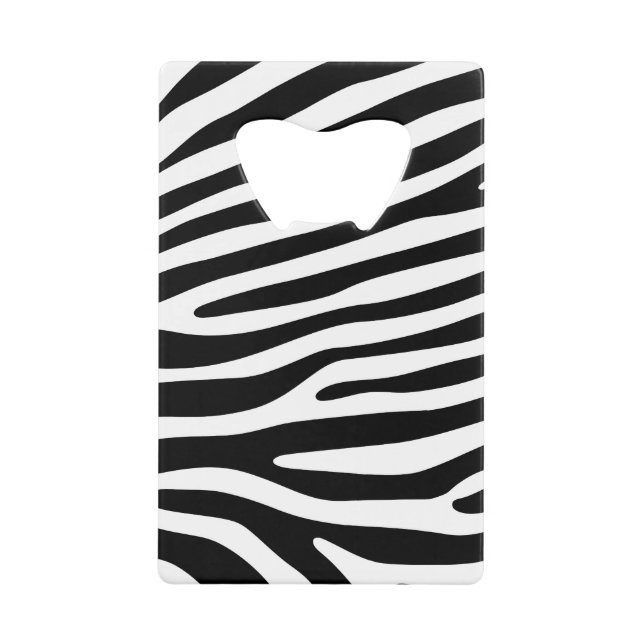 Zebra stripes pattern black & white + your ideas credit card bottle opener (Front)