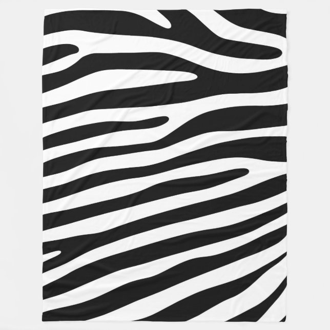 Zebra stripes pattern black & white + your ideas fleece blanket (Front)