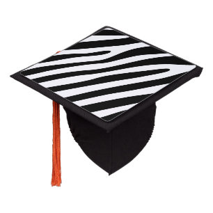 Zebra stripes pattern black & white + your ideas graduation cap topper
