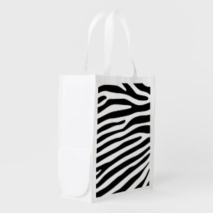 Zebra stripes pattern black & white + your ideas grocery bag
