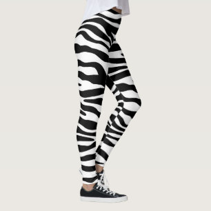 Zebra stripes pattern black & white + your ideas leggings